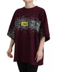Dolce & Gabbana Bordeaux D&G Print Round Neck Cotton T-shirt