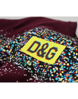 Dolce & Gabbana Bordeaux D&G Print Round Neck Cotton T-shirt