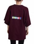 Dolce & Gabbana Bordeaux D&G Print Round Neck Cotton T-shirt