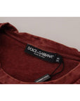 Dolce & Gabbana Maroon Printed Crewneck Tee Cotton T-shirt