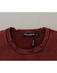 Dolce & Gabbana Maroon Printed Crewneck Tee Cotton T-shirt