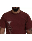 Dolce & Gabbana Maroon Printed Crewneck Tee Cotton T-shirt