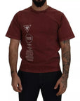 Dolce & Gabbana Maroon Printed Crewneck Tee Cotton T-shirt
