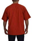 Dolce & Gabbana Red Logo Embroidery Crewneck Cotton T-shirt