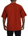 Dolce & Gabbana Red Logo Embroidery Crewneck Cotton T-shirt