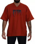 Dolce & Gabbana Red Logo Embroidery Crewneck Cotton T-shirt