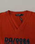 Dolce & Gabbana Red Logo Embroidery Crewneck Cotton T-shirt