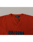 Dolce & Gabbana Red Logo Embroidery Crewneck Cotton T-shirt