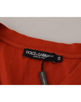 Dolce & Gabbana Red Logo Embroidery Crewneck Cotton T-shirt