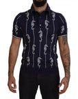 Dolce & Gabbana Dark Blue Sea Horse Collared Polo T-shirt