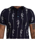 Dolce & Gabbana Dark Blue Sea Horse Collared Polo T-shirt