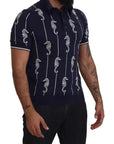 Dolce & Gabbana Dark Blue Sea Horse Collared Polo T-shirt