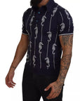 Dolce & Gabbana Dark Blue Sea Horse Collared Polo T-shirt