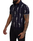 Dolce & Gabbana Dark Blue Sea Horse Collared Polo T-shirt