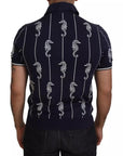 Dolce & Gabbana Dark Blue Sea Horse Collared Polo T-shirt