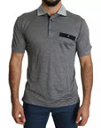 Dolce & Gabbana Gray Collared Silk Polo Top Shirt T-shirt