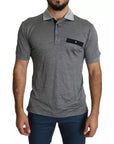 Dolce & Gabbana Gray Collared Silk Polo Top Shirt T-shirt