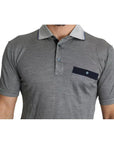 Dolce & Gabbana Gray Collared Silk Polo Top Shirt T-shirt