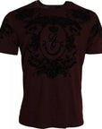 Dolce & Gabbana Maroon DG Crown Floral Crewneck Men T-shirt