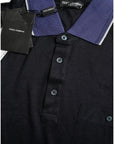 Dolce & Gabbana Navy Blue Collared Short Sleeve Polo T-shirt