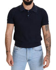 Dolce & Gabbana Dark Blue Collared Polo Casual Silk T-shirt