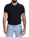 Dolce & Gabbana Dark Blue Collared Polo Casual Silk T-shirt