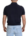 Dolce & Gabbana Dark Blue Collared Polo Casual Silk T-shirt