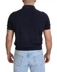 Dolce & Gabbana Dark Blue Collared Polo Casual Silk T-shirt