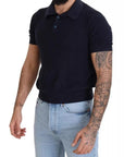 Dolce & Gabbana Dark Blue Collared Polo Casual Silk T-shirt