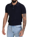 Dolce & Gabbana Dark Blue Collared Polo Casual Silk T-shirt