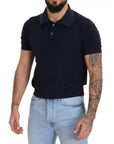 Dolce & Gabbana Dark Blue Collared Polo Casual Silk T-shirt
