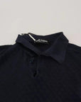 Dolce & Gabbana Dark Blue Collared Polo Casual Silk T-shirt