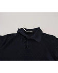 Dolce & Gabbana Dark Blue Collared Polo Casual Silk T-shirt