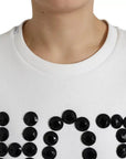 Dolce & Gabbana White Cotton Black HOT Crystal Top T-shirt