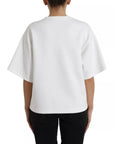 Dolce & Gabbana White Cotton Black HOT Crystal Top T-shirt
