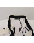 Dolce & Gabbana White Cotton Printed Ascot Collared T-shirt