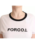 Dolce & Gabbana White Forgot Print Short Sleeves Crop T-shirt