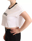 Dolce & Gabbana White Forgot Print Short Sleeves Crop T-shirt