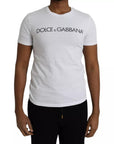 Dolce & Gabbana White Logo Cotton Crew Neck Short Sleeves T-shirt