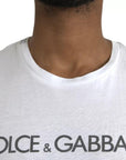 Dolce & Gabbana White Logo Cotton Crew Neck Short Sleeves T-shirt