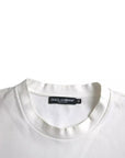 Dolce & Gabbana White Logo Embossed Cotton Crewneck T-shirt