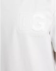 Dolce & Gabbana White Logo Embossed Cotton Crewneck T-shirt