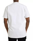 Dolce & Gabbana White Logo Embossed Cotton Crewneck T-shirt