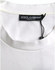 Dolce & Gabbana White Logo Embossed Cotton Crewneck T-shirt