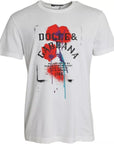 Dolce & Gabbana White Logo Floral Cotton Crew Neck T-shirt