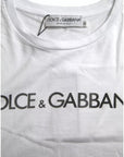 Dolce & Gabbana White Logo Print Cotton Crew Neck Mens Top T-shirt