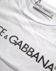 Dolce & Gabbana White Logo Print Cotton Crew Neck Mens Top T-shirt