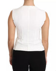 Dolce & Gabbana White Striped Cotton Sleeveless Top T-shirt
