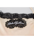 Dolce & Gabbana Beige Lace Spaghetti Logo Embroidery Top