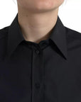 Dolce & Gabbana Black Cotton Collared Formal Dress Shirt Top